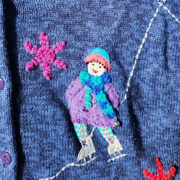 Vintage Ice Skating Sweater Classics by Marisa Christina Embroidered Winter Knit - Picture 5 of 11